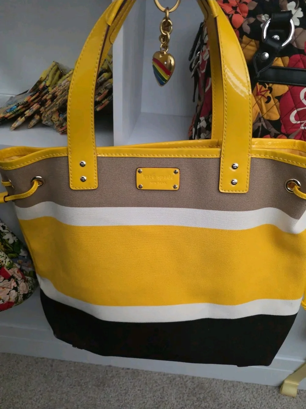 Kate Spade Yellow Stripe Canvas Tote Bag